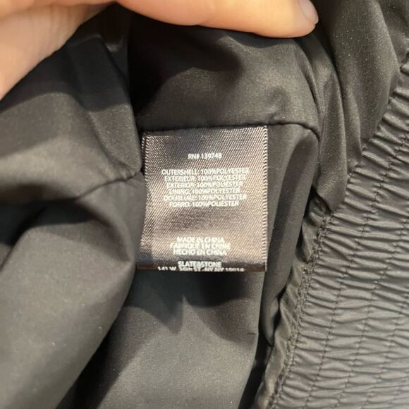 Slate and Stone Men’s Large Black  Windbreaker Silver Zip Up Jacket Coat Top - Picture 9 of 10